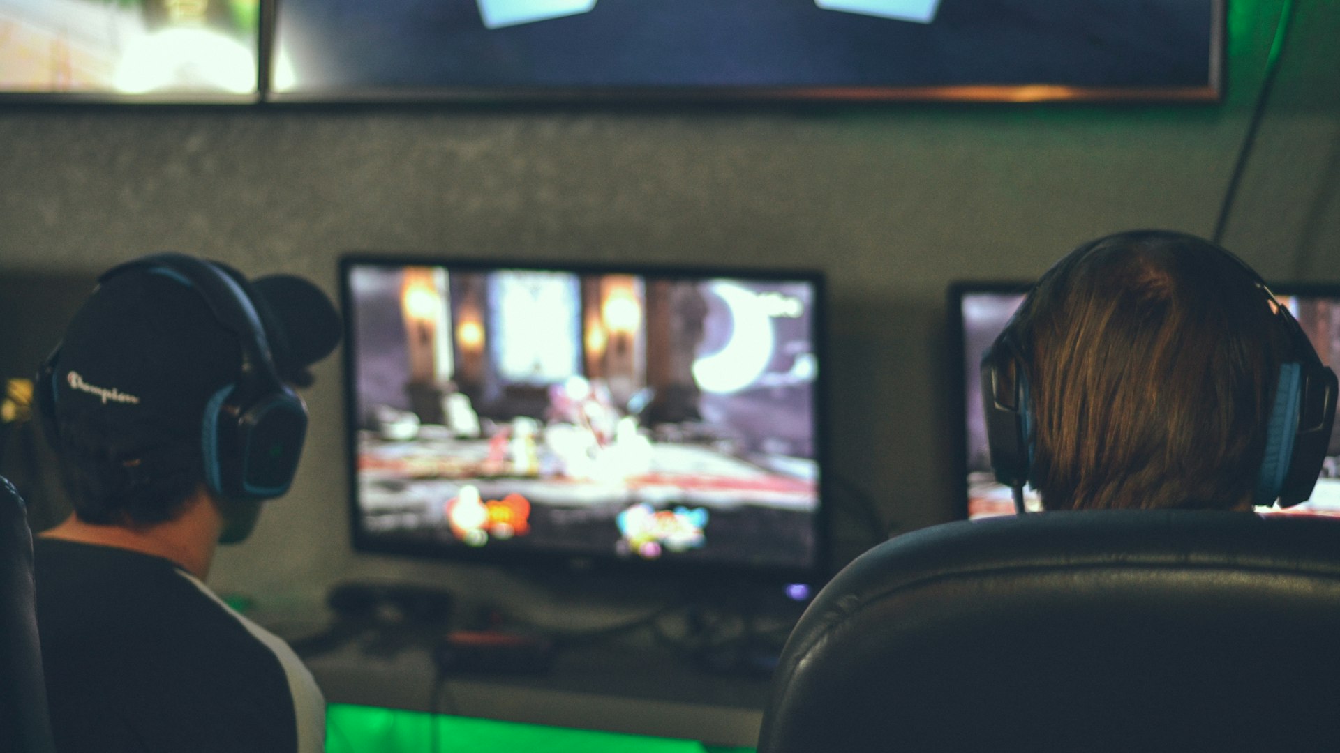 Sunlit gaming setup surrounded by greenery